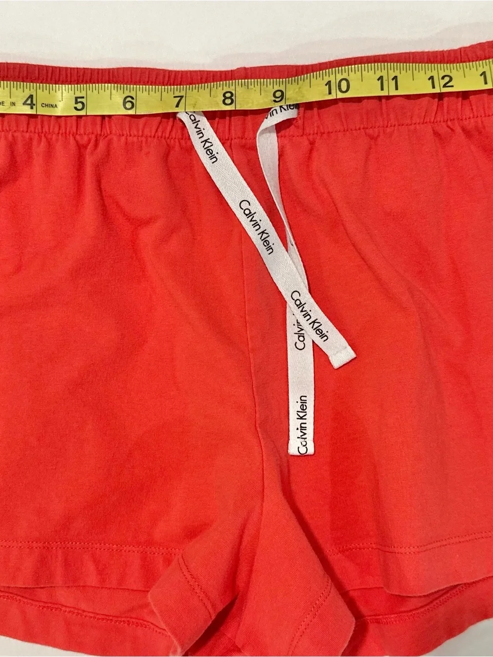 Calvin Klein Women's Bright Red Lounge Shorts with Branded Drawstring